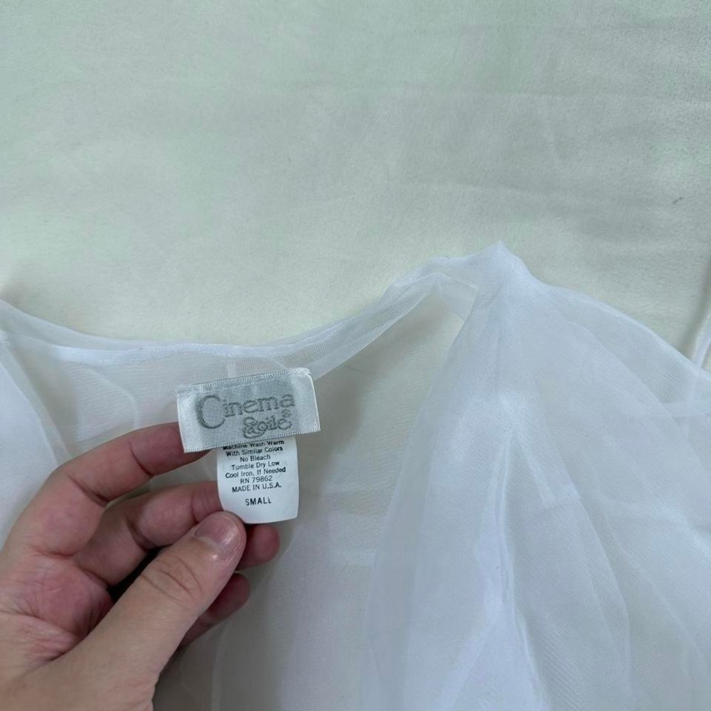 80s Cinema Etoile white ruffle tie front wrap top size small - Picture 4 of 6